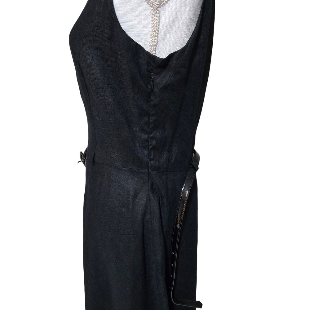 Laundry by Shelli Segal Vintage Linen Dress Size 10 Black Preppy Old Money Chic - Picture 8 of 10